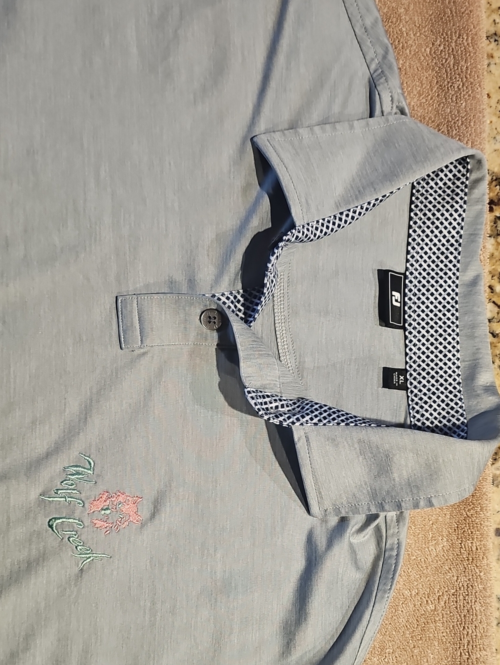 FootJoy Silver "Wolf Creek" Polo with Patterned Collar Trim